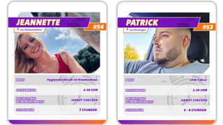 Steckbriefe von Jeannette und Patrick in Form von Quartett-Karten. (Foto: UNSERDING)