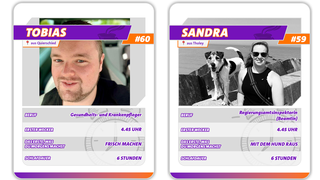 Steckbriefe von Tobias und Sandra in Form von Quartett-Karten. (Foto: UNSERDING)