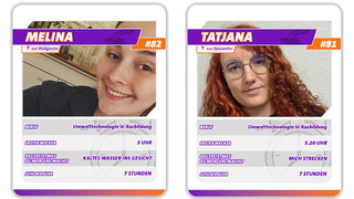 Steckbriefe von Melina und Tatjana in Form von Quartett-Karten. (Foto: UNSERDING)