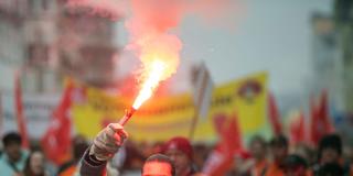 Demonstrationszug von Saarstahl-Beschäftigten in Völklingen (Foto: BeckerBredel)