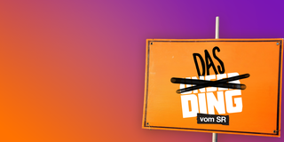 Ein orangenes Schild, auf dem der UNSERDING vom SR steht. Das UNSER wurd übermalt und zu einem DAS. (Foto: UNSERDING)