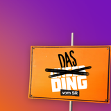Ein orangenes Schild, auf dem der UNSERDING vom SR steht. Das UNSER wurd übermalt und zu einem DAS. (Foto: UNSERDING)