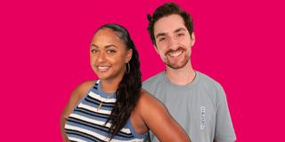 Tiffany und Eren vor einem pinknen Hintergrund (Foto: UNSERDING)