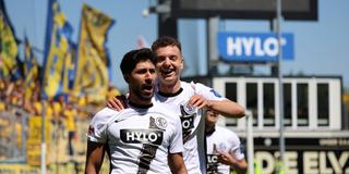Muhammed Damar (SV 07 Elversberg) beim Torjubel in der Partie gegen Eintracht Braunschweig (Foto: IMAGO / Fussball-News Saarland)